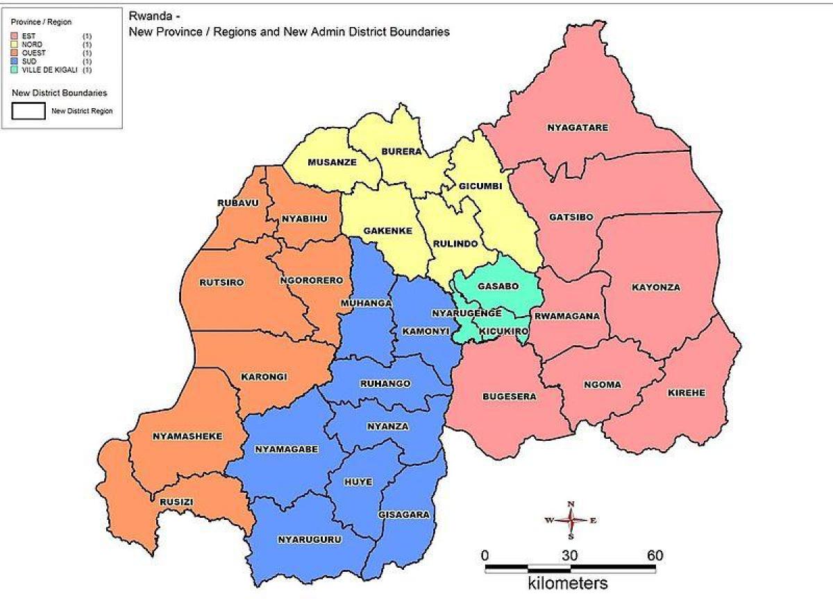 kartes Ruandas kartes provincēs