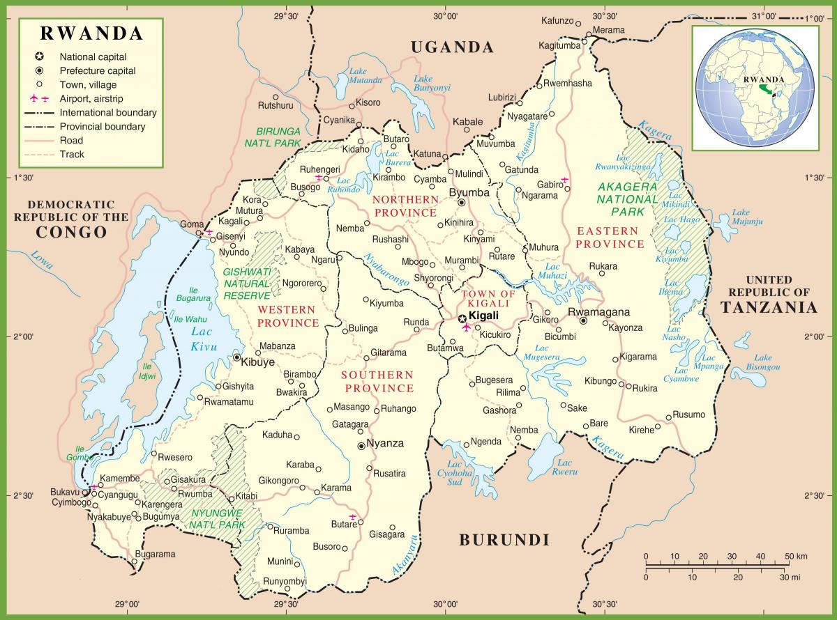 kartes Ruandas politisko