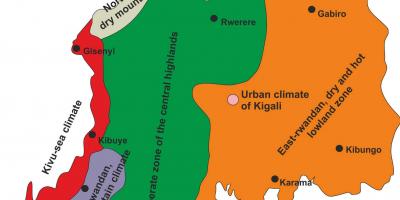 Kartes Ruandas klimata